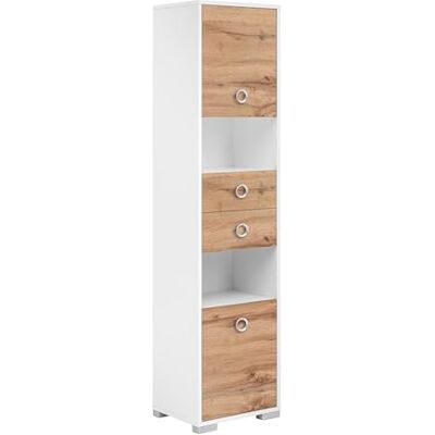 Schildmeyer Kimi 144249 Hoge kast, eiken landhuisstijl/krijtwit, 40,5 x 33,1 x 172,1 cm Schildmeyer Kimi 144249 Hoge kast, eiken landhuisstijl/krijtwit, 40,5 x 33,1 x 172,1 cm