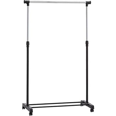 Amazon Basics Kledingrek op wielen, chroom, 91,5-145 x 42 x 134-161 cm Amazon Basics Kledingrek op wielen, chroom, 91,5-145 x 42 x 134-161 cm