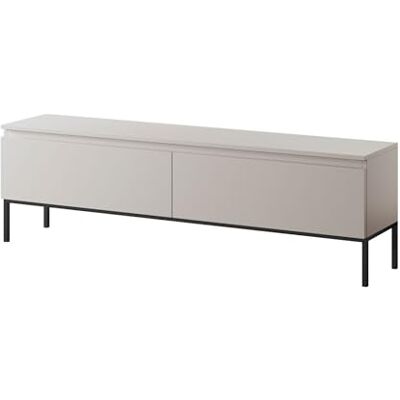 SELSEY TV Meubel 150 cm kasjmier met zwarte metalen poten, modern tv kast met opbergruimte en kleppen, minimalistisch dressoir tv stand voor woonkamer, geproduceerd in Europa SELSEY TV Meubel 150 cm kasjmier met zwarte metalen poten, modern tv kast met opbergruimte en kleppen, minimalistisch dressoir tv stand voor woonkamer, geproduceerd in Europa