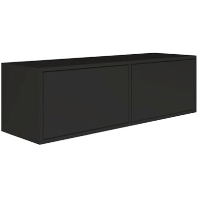 SELSEY TV-lowboard, zwart, moderne tv-commode, 100 x 30 x 30 cm (b x d x h), tv-onderkast voor woonkamer, kast met kleppen, push-to-open lowboard, hangend, tv-kast, wandmontage SELSEY TV-lowboard, zwart, moderne tv-commode, 100 x 30 x 30 cm (b x d x h), tv-onderkast voor woonkamer, kast met kleppen, push-to-open lowboard, hangend, tv-kast, wandmontage