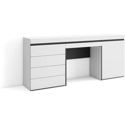 Skraut Home Kaptafel, Make-uptafel Toilettafel Met Opbergruimte 177x75x35 cm Met lade Ladekast, Commode Moderne stijl Wit Skraut Home Kaptafel, Make-uptafel Toilettafel Met Opbergruimte 177x75x35 cm Met lade Ladekast, Commode Moderne stijl Wit