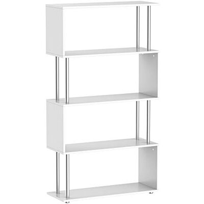 HOMCOM Boekenkast, modern design, S-design, 4 niveaus, 80 x 30 x 145 cm (l x b x h), kleur: wit HOMCOM Boekenkast, modern design, S-design, 4 niveaus, 80 x 30 x 145 cm (l x b x h), kleur: wit