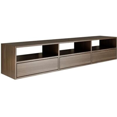 SELSEY Tv-lowboard, kleur Wisconsin-walnoot, moderne tv-commode 150 x 30 x 30 cm (b x d x h), tv-onderkast voor woonkamer, kast met kleppen, push-to-open lowboard, hangend, tv-kast, wandmontage SELSEY Tv-lowboard, kleur Wisconsin-walnoot, moderne tv-commode 150 x 30 x 30 cm (b x d x h), tv-onderkast voor woonkamer, kast met kleppen, push-to-open lowboard, hangend, tv-kast, wandmontage