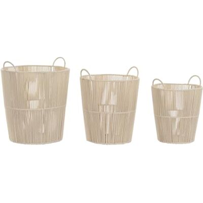 ZOMTOON Mand Set 3 Algodon metaal 42 x 42 x 51 beige ZOMTOON Mand Set 3 Algodon metaal 42 x 42 x 51 beige