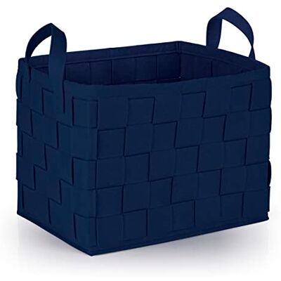 N8WERK Vilten opbergmand met handvat, 40 x 30 x 30 cm, ideaal voor het opbergen van haardhout en tijdschriften, duurzaam en veelzijdig, opvouwbare opbergmand voor opslag, donkerblauw N8WERK Vilten opbergmand met handvat, 40 x 30 x 30 cm, ideaal voor het opbergen van haardhout en tijdschriften, duurzaam en veelzijdig, opvouwbare opbergmand voor opslag, donkerblauw