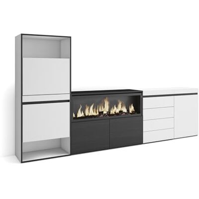 Skraut Home Schoenenkast Met 2 kleppen en 2 open vak 274x145x35 cm Voor slaapkamer, kamer Elektrische haard XXL Ladekast, Commode Moderne stijl Wit Skraut Home Schoenenkast Met 2 kleppen en 2 open vak 274x145x35 cm Voor slaapkamer, kamer Elektrische haard XXL Ladekast, Commode Moderne stijl Wit