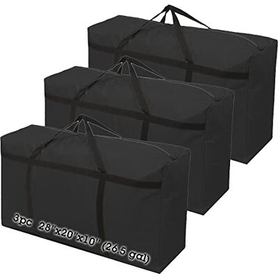 Rowland Harbor 3 stuks zware opbergzakken met sterk handvat, reisplunjezakken voor verhuizen, reizen, kamperen, festivaldecoraties, opslag, zwart, 100 l, solide Rowland Harbor 3 stuks zware opbergzakken met sterk handvat, reisplunjezakken voor verhuizen, reizen, kamperen, festivaldecoraties, opslag, zwart, 100 l, solide