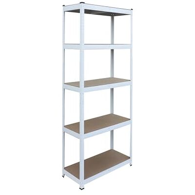 Relaxdays zware stellingkast, 5 niveaus, 180x60x30 cm, 875 kg, voor kelder en garage, steekmontage, wit/bruin Relaxdays zware stellingkast, 5 niveaus, 180x60x30 cm, 875 kg, voor kelder en garage, steekmontage, wit/bruin