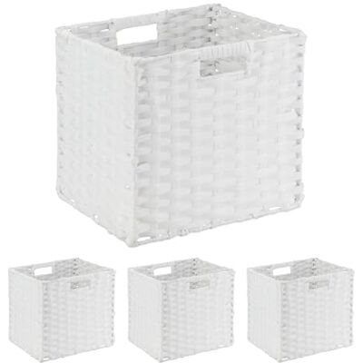 Relaxdays Set van 4 Opbergmanden - Vouwbaar Met Gevlochten Patroon Relaxdays Set van 4 Opbergmanden - Vouwbaar Met Gevlochten Patroon