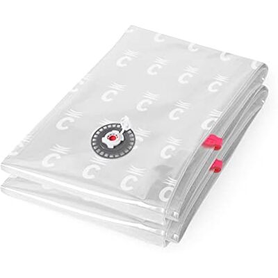 Compactor Aspispace Ruimtebesparende XL Vacuüm Opbergtas voor 1 Dubbel Dekbed en 2 Kussens 80 x 130 cm-Pack van 2, Nylon en Polytheen Compactor Aspispace Ruimtebesparende XL Vacuüm Opbergtas voor 1 Dubbel Dekbed en 2 Kussens 80 x 130 cm-Pack van 2, Nylon en Polytheen