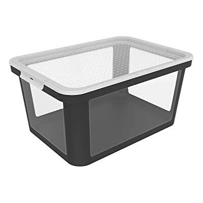 Rotho Albris Opbergdoos 45 l met deksel, kunststof (PP gerecycled), transparant/zwart, 45 l (57,0 x 39,2 x 27,0 cm), niet van toepassing Rotho Albris Opbergdoos 45 l met deksel, kunststof (PP gerecycled), transparant/zwart, 45 l (57,0 x 39,2 x 27,0 cm), niet van toepassing