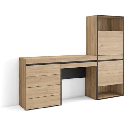 Skraut Home Schoenenkast Met 2 kleppen en 2 open vak 187x145x35 cm Voor slaapkamer, kamer Ladekast, Commode Kaptafel, Make-uptafel Moderne stijl Eiken Skraut Home Schoenenkast Met 2 kleppen en 2 open vak 187x145x35 cm Voor slaapkamer, kamer Ladekast, Commode Kaptafel, Make-uptafel Moderne stijl Eiken