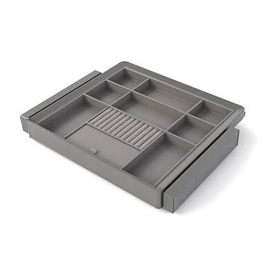 Emuca Kit bestaande uit Quartz Organizer Lade en verstelbaar frame voor kasten, Soft close en volledige uittrekgidsen, 60 cm module, titanium afwerking Emuca Kit bestaande uit Quartz Organizer Lade en verstelbaar frame voor kasten, Soft close en volledige uittrekgidsen, 60 cm module, titanium afwerking