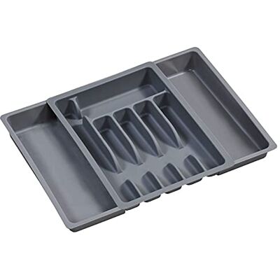Kesper Variabele besteklade, uitschuifbaar 29–50 cm PP-kunststof grijs 6–8 vakken voor keukenladen 38×6,5 cm 30087 Kesper Variabele besteklade, uitschuifbaar 29–50 cm PP-kunststof grijs 6–8 vakken voor keukenladen 38×6,5 cm 30087