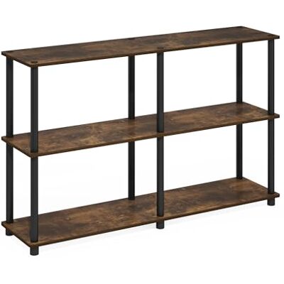 Furinno Besi 3 x 2 industriële multifunctionele plank display rack met metalen frame, walnoot baai Furinno Besi 3 x 2 industriële multifunctionele plank display rack met metalen frame, walnoot baai
