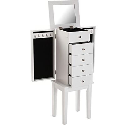 Versa sieradenkastje in klassieke stijl, afmetingen (H x L x B) 91,5 x 26,6 x 34,2 cm, wit Versa sieradenkastje in klassieke stijl, afmetingen (H x L x B) 91,5 x 26,6 x 34,2 cm, wit