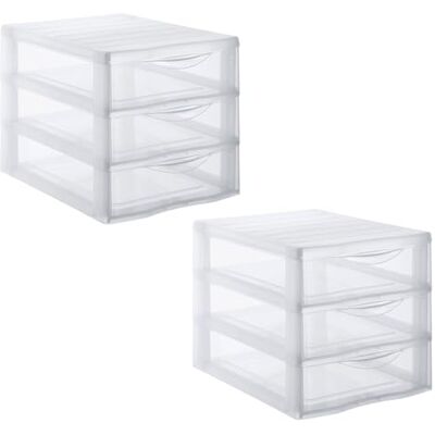 Sundis Orgamix, kunststof opbergtoren, 3 laden, A4, set van 2 Hoogte 25,5 cm, stapelbaar, doorzichtig, ideaal voor kantooropslag, cursussen, documenten, benodigdheden Sundis Orgamix, kunststof opbergtoren, 3 laden, A4, set van 2 Hoogte 25,5 cm, stapelbaar, doorzichtig, ideaal voor kantooropslag, cursussen, documenten, benodigdheden
