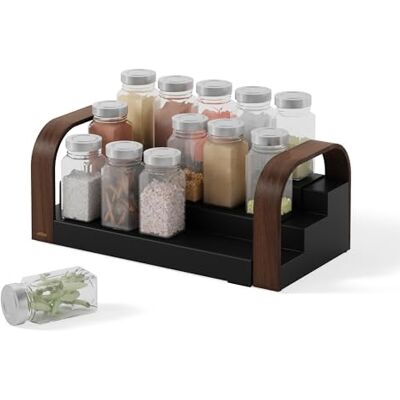 Umbra Bellwood Kruidenrek met drie niveaus, uittrekbaar, voor keuken, zwart/walnoot Umbra Bellwood Kruidenrek met drie niveaus, uittrekbaar, voor keuken, zwart/walnoot