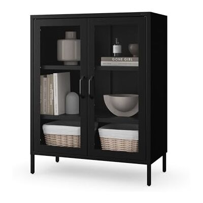 Jan Nowak Vitrinekast glazen vitrine woonkamer kast 80x101,5x40 cm Lage staande vitrine, verzamelvitrine met 2 glazen deuren, 2 verstelbare planken, gehard glas, wandmontage Jan Nowak Vitrinekast glazen vitrine woonkamer kast 80x101,5x40 cm Lage staande vitrine, verzamelvitrine met 2 glazen deuren, 2 verstelbare planken, gehard glas, wandmontage