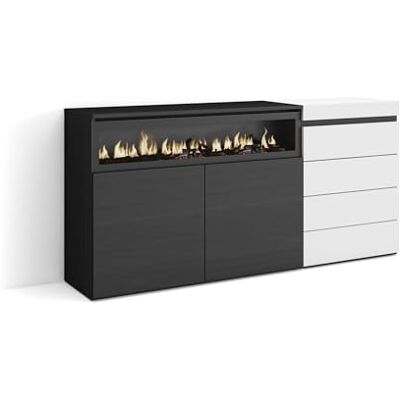 Skraut Home Dressoir, Opbergkast Buffetkast, Sideboard 157x75x35 cm Voor slaapkamer, kamer Elektrische haard Ladekast, Commode Moderne stijl Wit Skraut Home Dressoir, Opbergkast Buffetkast, Sideboard 157x75x35 cm Voor slaapkamer, kamer Elektrische haard Ladekast, Commode Moderne stijl Wit