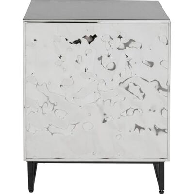 Kare Design commode Carino, zilver/zwart, chroom afwerking, 50 x 40 x 39 cm, deur, push-to-open, nachtkastje, opbergtafel, slaapkamer Kare Design commode Carino, zilver/zwart, chroom afwerking, 50 x 40 x 39 cm, deur, push-to-open, nachtkastje, opbergtafel, slaapkamer