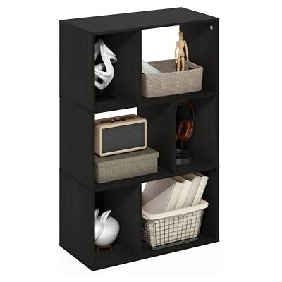 Furinno DALY Boekenkast met 6 kubussen, kubusvormig opbergrek met onregelmatige vakken, 11,7 x 23,6 x 36,8 cm, voor woonkamer, slaapkamer, kantoor, espressokleur Furinno DALY Boekenkast met 6 kubussen, kubusvormig opbergrek met onregelmatige vakken, 11,7 x 23,6 x 36,8 cm, voor woonkamer, slaapkamer, kantoor, espressokleur