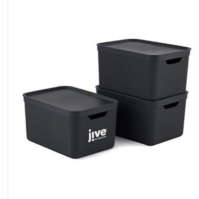 jive be organized Jive Dekobox Set van 3 opbergdoos 16l met deksel, kunststof (gerecycleerd PP), donkergrijs, 3x16l (36,5 x 27 x 27 cm) jive be organized Jive Dekobox Set van 3 opbergdoos 16l met deksel, kunststof (gerecycleerd PP), donkergrijs, 3x16l (36,5 x 27 x 27 cm)