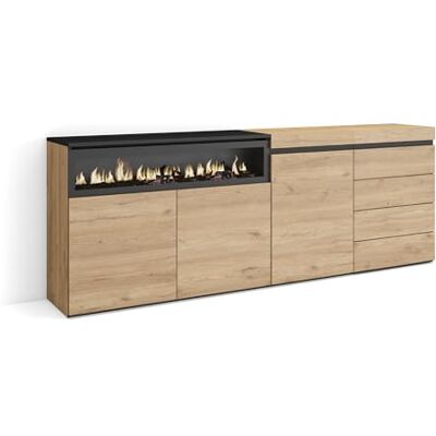 Skraut Home Dressoir, Opbergkast Buffetkast, Sideboard 207x75x35 cm Voor slaapkamer, kamer Elektrische haard Ladekast, Commode Moderne stijl Eiken Skraut Home Dressoir, Opbergkast Buffetkast, Sideboard 207x75x35 cm Voor slaapkamer, kamer Elektrische haard Ladekast, Commode Moderne stijl Eiken