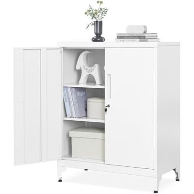 SONGMICS Archiefkast, met 2 deuren, afsluitbaar, van staal Multifunctionele kantoorkast, opbergkast, voor werkkamer, woonkamer, matwit, BEREND Collection OMC013W01 SONGMICS Archiefkast, met 2 deuren, afsluitbaar, van staal Multifunctionele kantoorkast, opbergkast, voor werkkamer, woonkamer, matwit, BEREND Collection OMC013W01