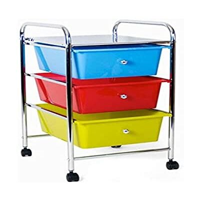 BAKAJI Multifunctionele Trolley Verchroomd Staal Commode 3 Dozen en 4 Wielen Trolley Organizer Space Response Huis Office Esthetist Werk (Multicolor) BAKAJI Multifunctionele Trolley Verchroomd Staal Commode 3 Dozen en 4 Wielen Trolley Organizer Space Response Huis Office Esthetist Werk (Multicolor)