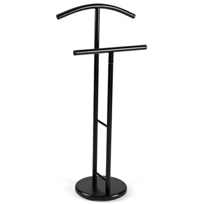 Versa Begna moderne multifunctionele dienaar met 2 kleerhangers of kledinghaken voor heren- of dameskleding, afmetingen (H x B x D): 100 x 28,5 x 45 cm, staal, wit Versa Begna moderne multifunctionele dienaar met 2 kleerhangers of kledinghaken voor heren- of dameskleding, afmetingen (H x B x D): 100 x 28,5 x 45 cm, staal, wit