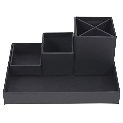 Bigso Box of Sweden Bureau-organizer voor pennen, paperclips, plaknotities enz. sorteerdoos met 4 vakken opbergsysteem van vezelplaat en papier in linnenlook zwart Bigso Box of Sweden Bureau-organizer voor pennen, paperclips, plaknotities enz. sorteerdoos met 4 vakken opbergsysteem van vezelplaat en papier in linnenlook zwart