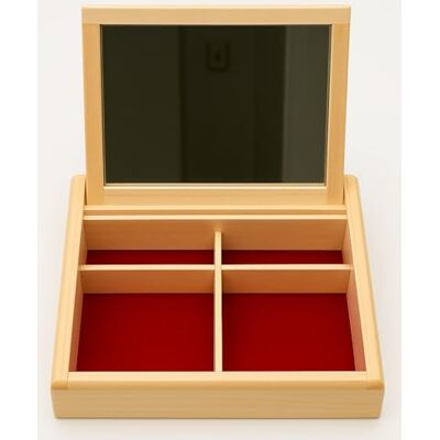 Dekohelden24 Hoogwaardig sieradendoosje, sieradenkistje, sieradenkistje, make-up-organizer van beukenhout met een spiegel en 3 vakken, naturel, 20 x 20 x 5 cm (l x b x h). Dekohelden24 Hoogwaardig sieradendoosje, sieradenkistje, sieradenkistje, make-up-organizer van beukenhout met een spiegel en 3 vakken, naturel, 20 x 20 x 5 cm (l x b x h).