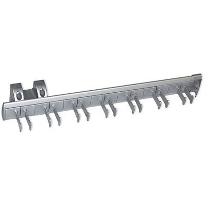 Emuca Rriemenrek lateraal uitschuifbaar voor kasten, 447 mm, Aluminium en kunststof, Mat geanodiseerd Emuca Rriemenrek lateraal uitschuifbaar voor kasten, 447 mm, Aluminium en kunststof, Mat geanodiseerd