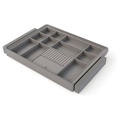 Emuca Kit bestaande uit Quartz Organizer Lade en verstelbaar frame voor kasten, Soft close en volledige uittrekgidsen, 70 cm module, titanium afwerking Verstelbaar frame voor kasten, Soft close, Volledige uittrekgidsen Emuca Kit bestaande uit Quartz Organizer Lade en verstelbaar frame voor kasten, Soft close en volledige uittrekgidsen, 70 cm module, titanium afwerking Verstelbaar frame voor kasten, Soft close, Volledige uittrekgidsen
