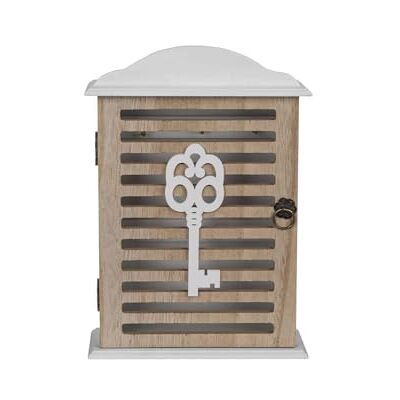 Avilia Sleutelkast met sleuteldecoratie, retro design, van hout, 6 x 19 x 28,5 cm, bruin en wit Avilia Sleutelkast met sleuteldecoratie, retro design, van hout, 6 x 19 x 28,5 cm, bruin en wit