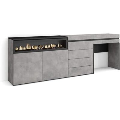 Skraut Home Dressoir, Opbergkast Buffetkast, Sideboard 227x75x35 cm Voor slaapkamer, kamer Elektrische haard Ladekast, Commode Kaptafel, Make-uptafel Moderne stijl Cement Skraut Home Dressoir, Opbergkast Buffetkast, Sideboard 227x75x35 cm Voor slaapkamer, kamer Elektrische haard Ladekast, Commode Kaptafel, Make-uptafel Moderne stijl Cement