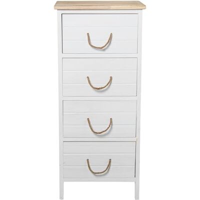DRW Sifonier commode met 4 schuifladen van MDF en deksel, wit en naturel, 40 x 30 x 91 cm DRW Sifonier commode met 4 schuifladen van MDF en deksel, wit en naturel, 40 x 30 x 91 cm