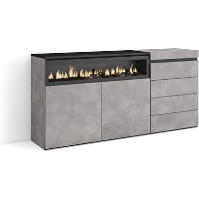 Skraut Home Dressoir, Opbergkast Buffetkast, Sideboard 157x75x35 cm Voor slaapkamer, kamer Elektrische haard Ladekast, Commode Moderne stijl Cement Skraut Home Dressoir, Opbergkast Buffetkast, Sideboard 157x75x35 cm Voor slaapkamer, kamer Elektrische haard Ladekast, Commode Moderne stijl Cement