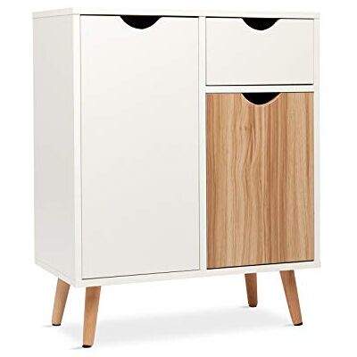 Mondeer Meerveil H1071ST03ME Commode, dressoir highboard dressoir hout met 1 schuiflade 2 deuren voor woonkamer slaapkamer hal wit en natuur 60 x 30 x 73 cm,wit+licht eiken Mondeer Meerveil H1071ST03ME Commode, dressoir highboard dressoir hout met 1 schuiflade 2 deuren voor woonkamer slaapkamer hal wit en natuur 60 x 30 x 73 cm,wit+licht eiken