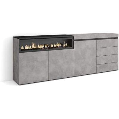 Skraut Home Dressoir, Opbergkast Buffetkast, Sideboard 207x75x35 cm Voor slaapkamer, kamer Elektrische haard Ladekast, Commode Moderne stijl Cement Skraut Home Dressoir, Opbergkast Buffetkast, Sideboard 207x75x35 cm Voor slaapkamer, kamer Elektrische haard Ladekast, Commode Moderne stijl Cement