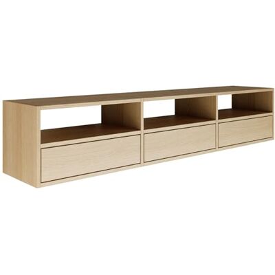 SELSEY Lindberg Tv-meubel Lindberg eiken kleur, moderne tv-commode 150 x 30 x 30 cm (b x d x h), tv-onderkast voor woonkamer, kast met kleppen, push-to-open lowboard, hangende tv-kast, wandmontage SELSEY Lindberg Tv-meubel Lindberg eiken kleur, moderne tv-commode 150 x 30 x 30 cm (b x d x h), tv-onderkast voor woonkamer, kast met kleppen, push-to-open lowboard, hangende tv-kast, wandmontage