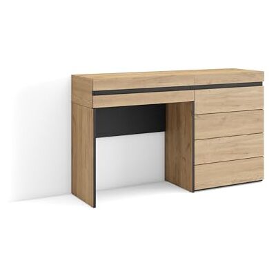 Skraut Home Kaptafel, Make-uptafel Toilettafel Met Opbergruimte 127x75x35 cm Met lade Ladekast, Commode Moderne stijl Eiken Skraut Home Kaptafel, Make-uptafel Toilettafel Met Opbergruimte 127x75x35 cm Met lade Ladekast, Commode Moderne stijl Eiken