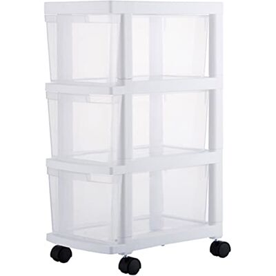 BAKAJI - Carrello Cassettiera Portaoggetti - Drawers: 3 - Wheels: 4 - Material: recycled plastic - Opslagwagen BAKAJI - Carrello Cassettiera Portaoggetti - Drawers: 3 - Wheels: 4 - Material: recycled plastic - Opslagwagen