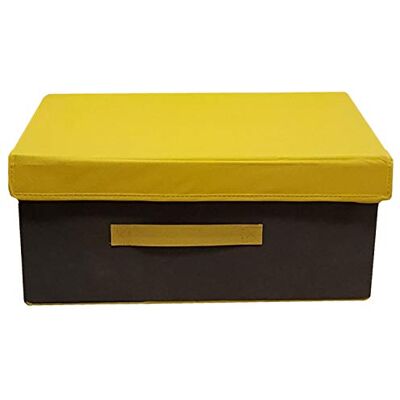 axentia "Sofia" Non Woven Opbergdoos Garderobe, Dressoir Zachte Opbergdoos met Deksel Multifunctionele Stoffen Opbergdoos Grijs & Geel, Groot 44 x 19 x 33cm axentia "Sofia" Non Woven Opbergdoos Garderobe, Dressoir Zachte Opbergdoos met Deksel Multifunctionele Stoffen Opbergdoos Grijs & Geel, Groot 44 x 19 x 33cm