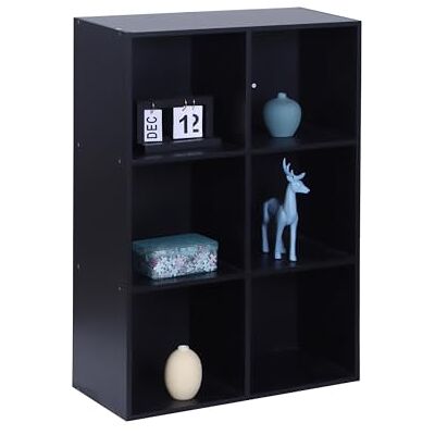 Relaxdays boekenrek, HxBxD: 91 x 61 x 30 cm, 6 vakken, kubusrek, open staand voor woonkamer, zwart Relaxdays boekenrek, HxBxD: 91 x 61 x 30 cm, 6 vakken, kubusrek, open staand voor woonkamer, zwart