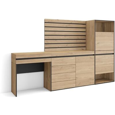 Skraut Home Schoenenkast Met 2 kleppen en 2 open vak 237x145x35 cm Voor slaapkamer, kamer Ladekast, Commode Lamellenwand Hout Kaptafel, Make-uptafel Moderne stijl Eiken Skraut Home Schoenenkast Met 2 kleppen en 2 open vak 237x145x35 cm Voor slaapkamer, kamer Ladekast, Commode Lamellenwand Hout Kaptafel, Make-uptafel Moderne stijl Eiken