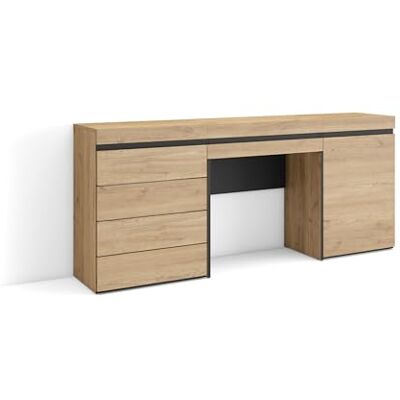 Skraut Home Kaptafel, Make-uptafel Toilettafel Met Opbergruimte 177x75x35 cm Met lade Ladekast, Commode Moderne stijl Eiken Skraut Home Kaptafel, Make-uptafel Toilettafel Met Opbergruimte 177x75x35 cm Met lade Ladekast, Commode Moderne stijl Eiken