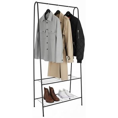 Relaxdays kledingrek met schoenenrek, H x B x D: 151 x 60 x 34,5 cm, smal, zwart Relaxdays kledingrek met schoenenrek, H x B x D: 151 x 60 x 34,5 cm, smal, zwart