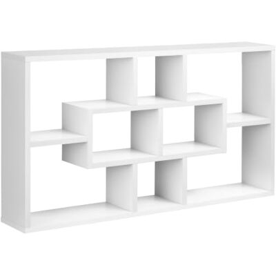 HOMCOM Wandplank Boekenkast met 8 Vakken 85 x 14.5 x 47.5 cm Wit Hangende opbergplank, modern ontwerp, voor woonkamer. HOMCOM Wandplank Boekenkast met 8 Vakken 85 x 14.5 x 47.5 cm Wit Hangende opbergplank, modern ontwerp, voor woonkamer.